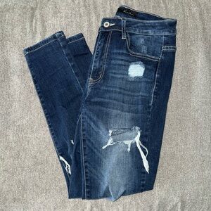 KanCan High Rise Distressed Ankle Skinny Stretch Jean